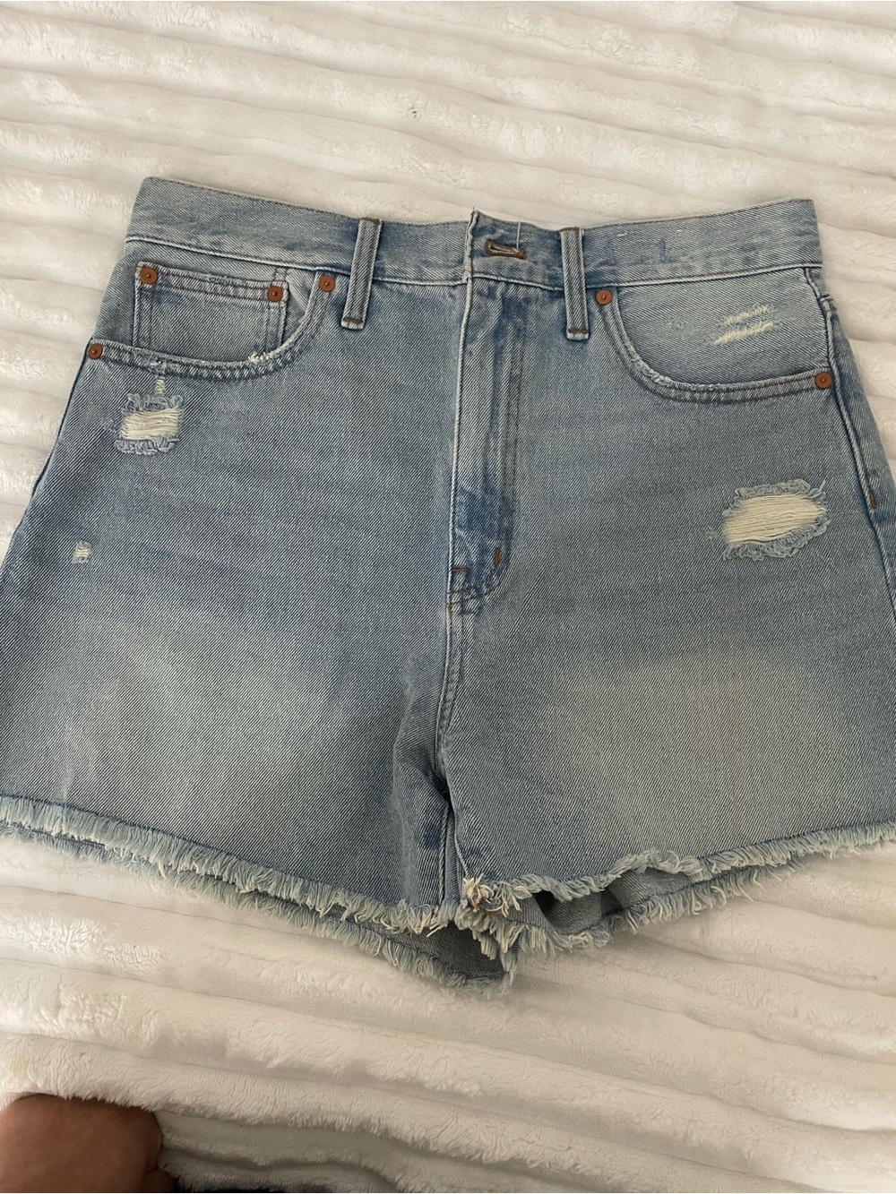 Madewell Light Blue Distressed Denim Cutoff Shorts